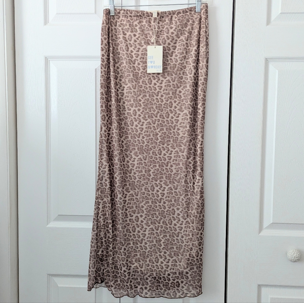 NWT! ~SEE YOU MONDAY~ CHEETAH PRINT STRETCHY MAXI SKIRT-XL